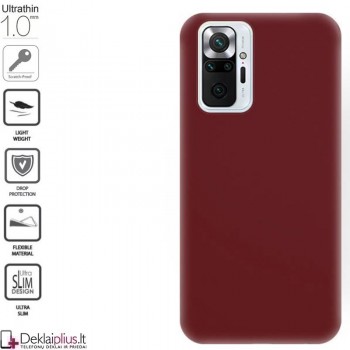 Silikoninis 1mm. storio dėklas - bordo spalvos (telefonams Xiaomi Redmi Note 10 Pro)